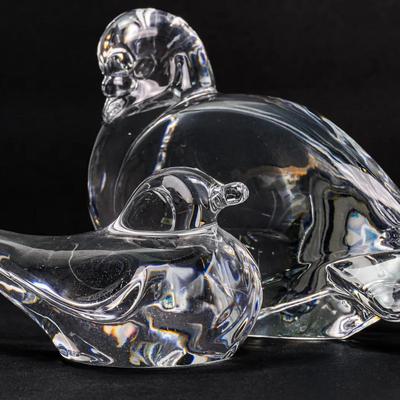 Daum & Val St Lambert Crystal Bird Figurines