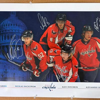 Washington Capitals Alex Ovechkin, Backstrom, Green, Semin Signed Poster With COA