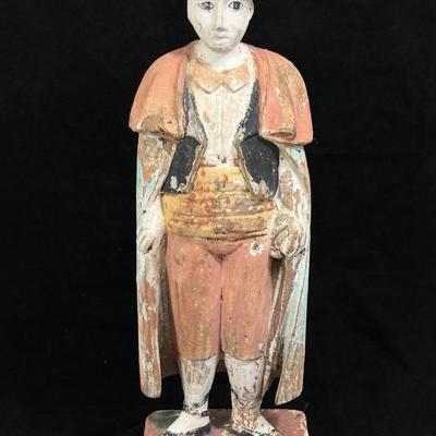 Vintage Hand Carved Gesso Painted Wood Latin American Folk Art Figurine/Sculpture