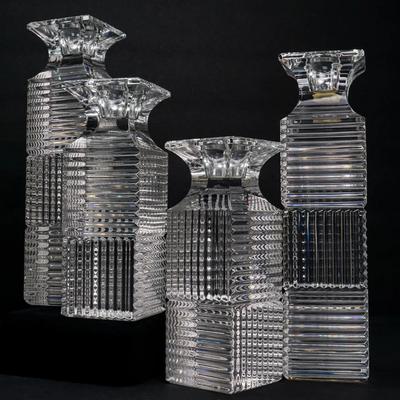 Val St Lambert Laslo Candle Holders - 5.5” To 7.5” Tall