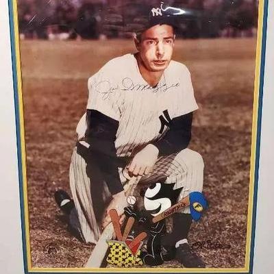 Joe DiMaggio Autographed Photo With Felix The Cat/Don Oriolo Autograph 