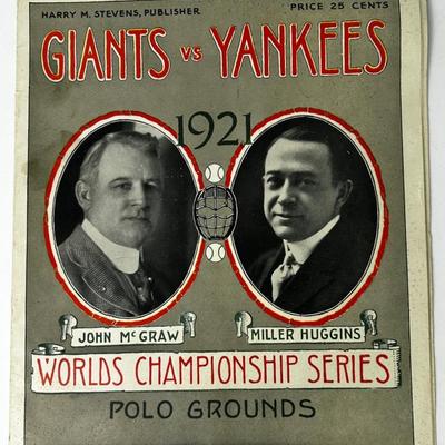 Original 1921 World Series Program New York Giants Vs Yankees 