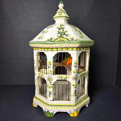 Vintage Italian Ceramic Bird Cage - 18” Tall