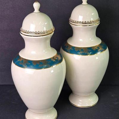 Ethan Allen Ceramic Jars - 11” Tall