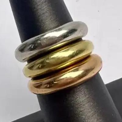 14K Gold Tri-Color Dome Stacking Rings (3) In Yellow, Rose & White Gold- Sizes 5.75 , 6, 6.5