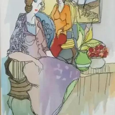 Itzhak Tarkay Signed & Numbered Print - Framed 18x16”