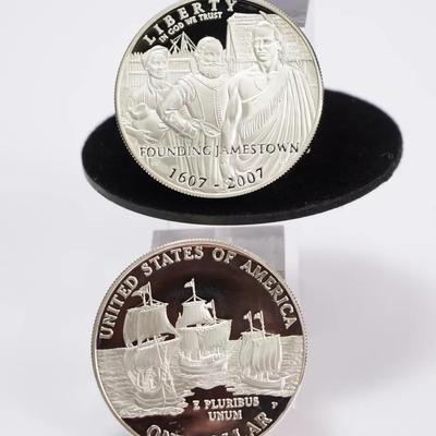90% Silver Proof Dollars (2) - Jamestown 400th Anniversary Commemorative Coins