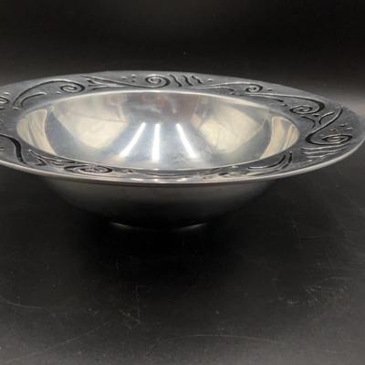 Lenox Spyro Large Decorative Engraved Pewter/Aluminium Serving Bowl