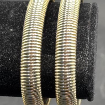 Vintage Gold Tone Coil Metal Stretch Bracelets #1