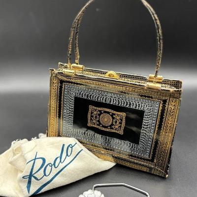 Rodo Handbag; Small Black handbag (NEW); Nicholas Reich Handbag; Portable Handbag Table Hook