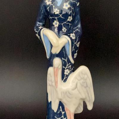 Gort Bone China Figurine of Woman & Crane