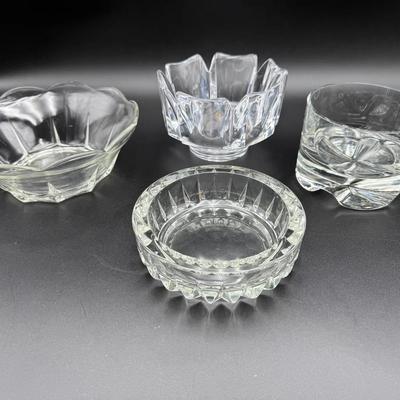 4 Medium Candy Dishes, Incl. Lars Hellsten Orrefors Corona Bowl (1 from Poland & Italy) See Cond.