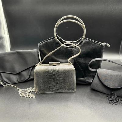 GKJ Black Leather Top Handle Bag and Kate Landry Purse - (2) pieces