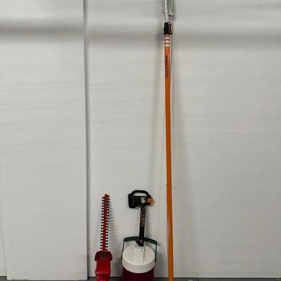 Tree/Hedge Trimmers, Ax, and Cooler      -  4 pieces