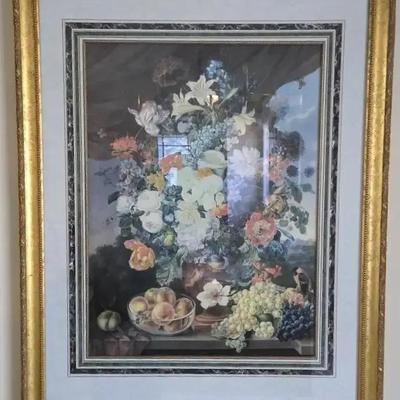 Floral Still Life Artwork in Decorative Frame