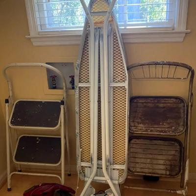 Ironing Board, Step Stools, Dirt Devil & Iron