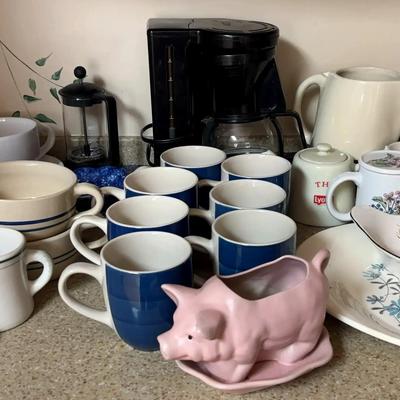 Coffee Maker, French Press, Mugs, Pitchers & Serving Platters