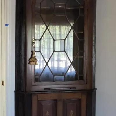 Tall Wooden China Cabinet with Glass Door