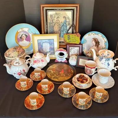 Victorian-Style Decorative Collection Featuring Tolpin Teacups, Art & Teapots