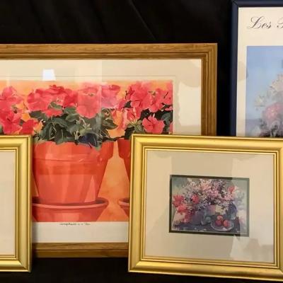 Framed Art Collection – Signed Watercolor Print, Exhibition Poster & Floral Prints
