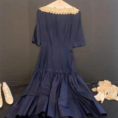 Vintage Blue Dress with Accessories – Shoes, Stockings & Oval Picture Case