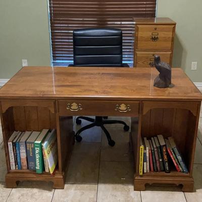 Ethan Allen Office Desk With Chair And Tall File Cabinet