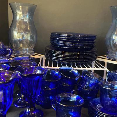 Fortecrisa  Blue Sunflower Dishes And Candleholders