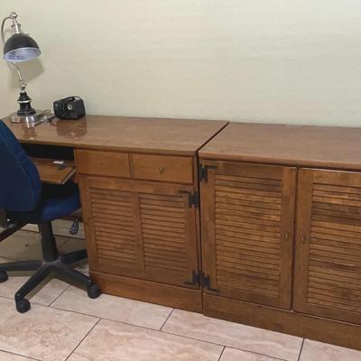Ethan Allen Desk With Matching Cabinet
