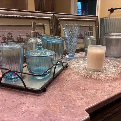 Glass Toiletry Set, Vanity Trays, Wall Art
