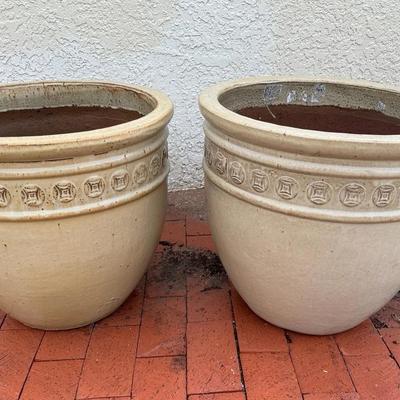 Wide Mouth Glazed Ceramic Planters 