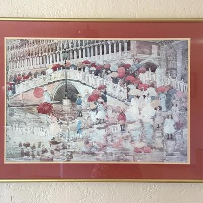 Framed Print “Umbrellas In The Rain” by Prendergast 