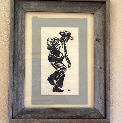 Vintage Framed D Greenman Block Print 