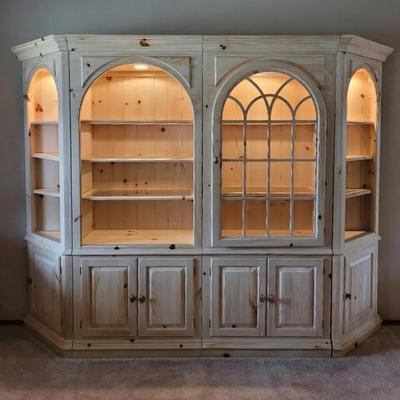 Link-Taylor Solid Pine Lighted Display Cabinets 