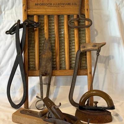 Mc Gregor Hardware Washboard & Old Tools