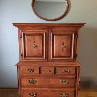 Vintage Tell City Tallboy with Oval Mirror 