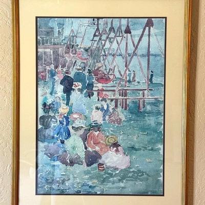 Swings Revere Beach Framed Print By Prendergast 