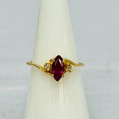 14k Ruby & Diamond Ring, sz 5.5