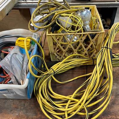 Collection Of Extension Cords And Flood Lights