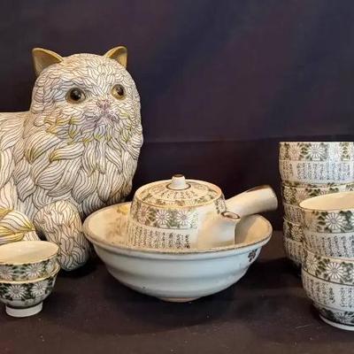 Ko155v vintage large cloisonn cat and more