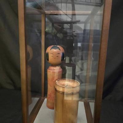 Ko260 vintage naruko kokeshi doll in case