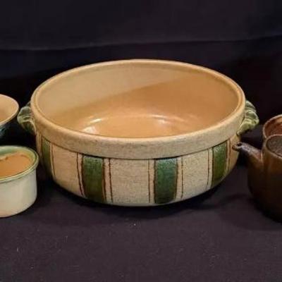 Ko275 green and brown asian stoneware