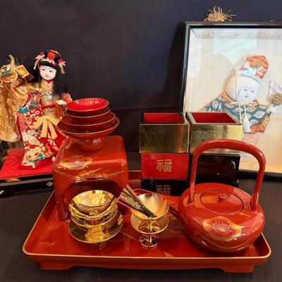 Ko135v vintage lacquerware tosoki ceremonial sake set and more