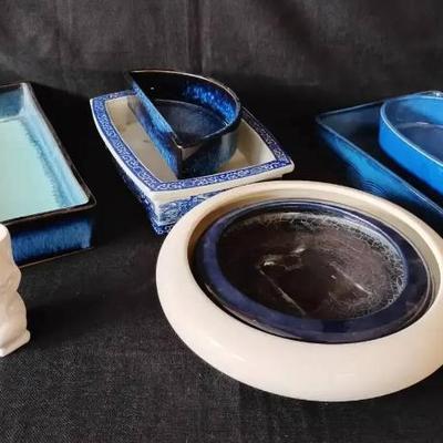 Ko120 blue white plant pottery decor