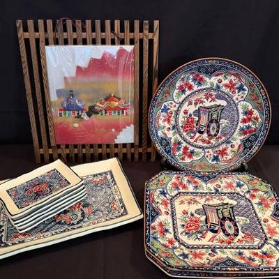 Ko134 vintage japanese imari porcelain serving platters
