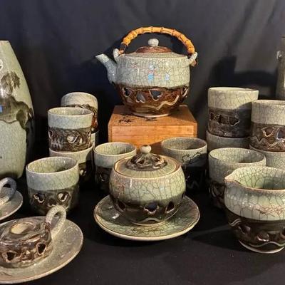Ko187 otagiri somaware teapot cups & candlestick holders
