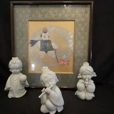 Ko140 japanese paper art with vntage toyo ceramics