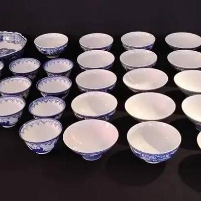 Ko305 blue and white japanese china decor