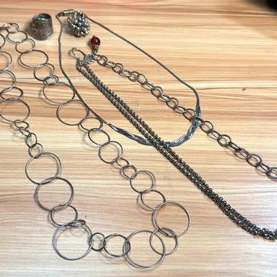 Silver tone necklaces one sterling
