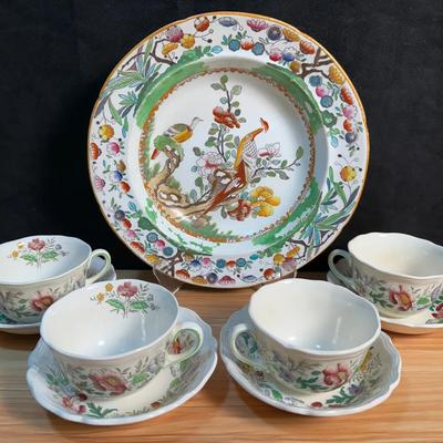 Mason s ironstone plate & royal doulton tea cups