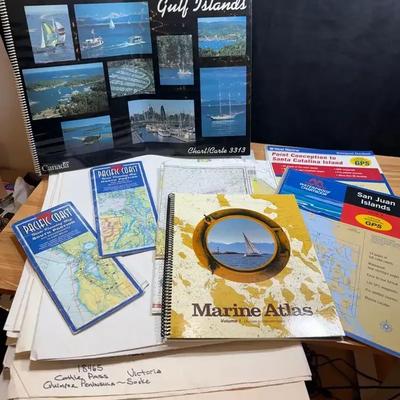 A large number of nautical charts